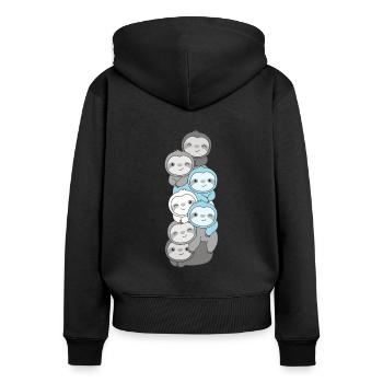 Demiboy Flag Pride LGBTQ Cute Sloth Bunch - Women's Premium Organic Zip Hoodie - black - Back - Julia (174cm)
