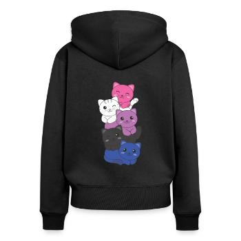 Genderfluid Flag cat Pride LGBTQ süße Katze - Frauen Premium Bio Zip Hoodie - Schwarz - Hinten - Julia (174cm)