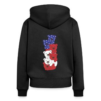 Bär für den vierten Juli USA Flagge Axolotls - Frauen Premium Bio Zip Hoodie - Schwarz - Hinten - Julia (174cm)
