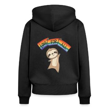 Rainbow Flag Gay Pride LGBTQ Faultier süße Tiere - Frauen Premium Bio Zip Hoodie - Schwarz - Hinten - Julia (174cm)