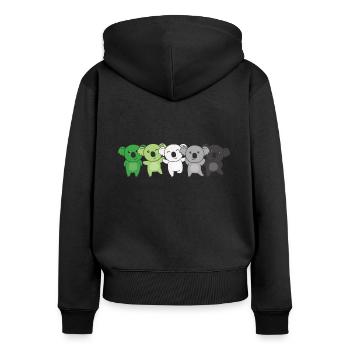 Aromantic Flag Pride LGBTQ süßer Koala - Frauen Premium Bio Zip Hoodie - Schwarz - Hinten - Julia (174cm)
