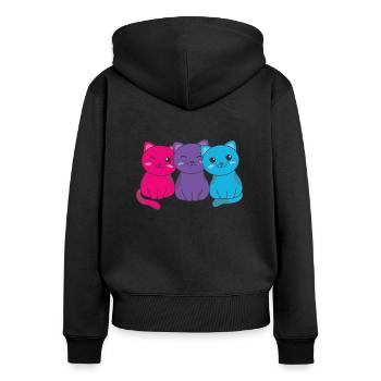 androgyn Flag Pride LGBTQ süßer Katzen Haufen - Frauen Premium Bio Zip Hoodie - Schwarz - Hinten - Julia (174cm)