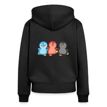 Polyamory Flag Pride LGBTQ süße Pinguin - Frauen Premium Bio Zip Hoodie - Schwarz - Hinten - Julia (174cm)