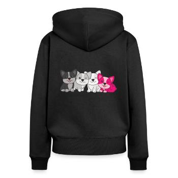 gynéphilie Drapeau Corgi Pride LGBTQ chiens mignons - Sweat à capuche zippé Premium bio Femme - noir - Dos - Julia (174cm)