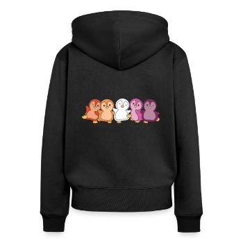 Lesbisch Flagge Pride LGBTQ süße Pinguin - Frauen Premium Bio Zip Hoodie - Schwarz - Hinten - Julia (174cm)