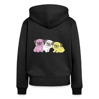 twink Flag Pug Pride LGBTQ chiens mignons - Sweat à capuche zippé Premium bio Femme - noir - Dos - Julia (174cm)