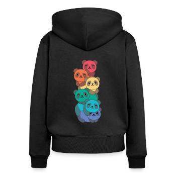 Rainbow Flag Gay Pride LGBTQ Panda süße Tiere - Frauen Premium Bio Zip Hoodie - Schwarz - Hinten - Julia (174cm)