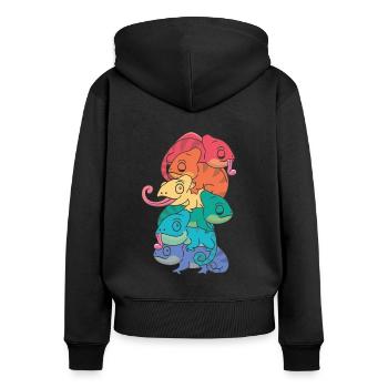 Rainbow Flag Gay Pride LGBTQ Chameleon Bunch - Women's Premium Organic Zip Hoodie - black - Back - Julia (174cm)