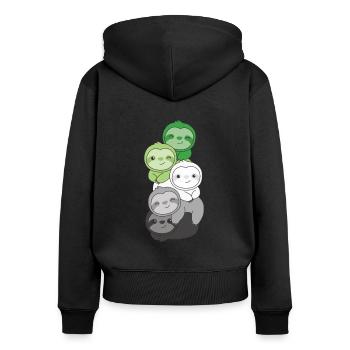 Aromantic Flag Pride LGBTQ süßer Faultier Haufen - Frauen Premium Bio Zip Hoodie - Schwarz - Hinten - Julia (174cm)