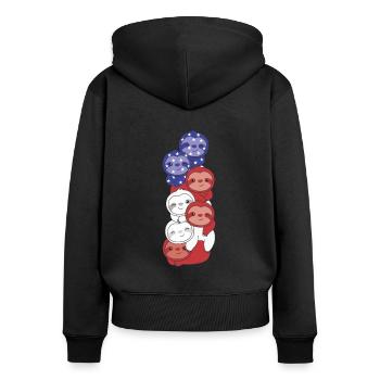 Faultier für den vierten Juli USA Flagge Faultiere - Frauen Premium Bio Zip Hoodie - Schwarz - Hinten - Julia (174cm)