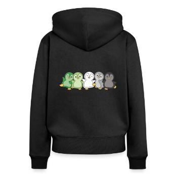 Aromantic Flag Pride LGBTQ süße Pinguin - Frauen Premium Bio Zip Hoodie - Schwarz - Hinten - Julia (174cm)