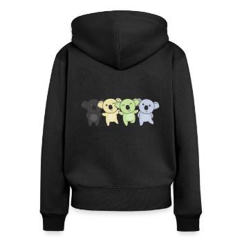 cassgender Flag Pride LGBTQ doux koala - Sweat à capuche zippé Premium bio Femme - noir - Dos - Julia (174cm)