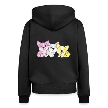 twink Flag Corgi Pride LGBTQ chiens mignons - Sweat à capuche zippé Premium bio Femme - noir - Dos - Julia (174cm)