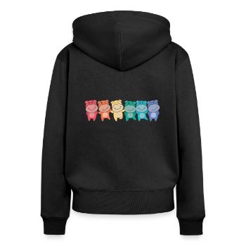 Rainbow Flag Gay Pride LGBTQ Hippo süßer Hippo - Frauen Premium Bio Zip Hoodie - Schwarz - Hinten - Julia (174cm)