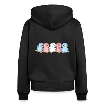 Transgender Flag Pride LGBTQ süße Pinguin - Frauen Premium Bio Zip Hoodie - Schwarz - Hinten - Julia (174cm)