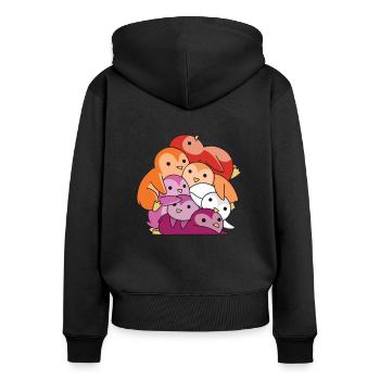 Lesbisch Flagge Pride LGBTQ süße Pinguin - Frauen Premium Bio Zip Hoodie - Schwarz - Hinten - Julia (174cm)