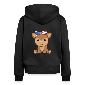 4th of July american Reh kids usa - Frauen Premium Bio Zip Hoodie - Schwarz - Hinten - Julia (174cm)