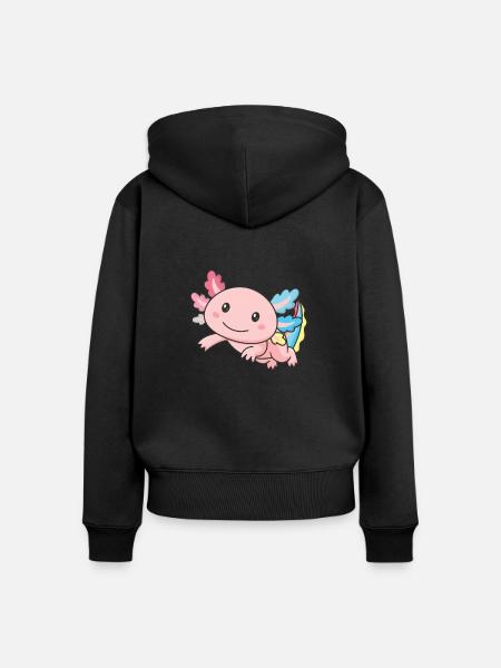 Genderflux Drapeau Juin Fierté LGBTQ Axolotl - Sweat à capuche zippé Premium bio Femme - noir