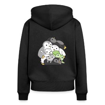 Agender Flag Pride LGBTQ cute penguin - Women's Premium Organic Zip Hoodie - black - Back - Julia (174cm)