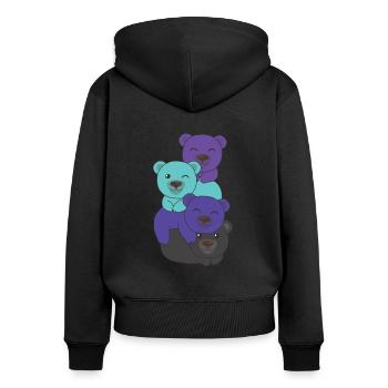 Alexigender Flag Pride LGBTQ Mignon Bear Bunch - Sweat à capuche zippé Premium bio Femme - noir - Dos - Julia (174cm)