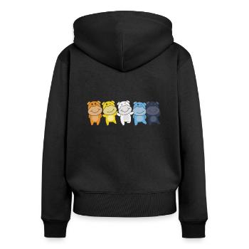 Aroace Flag Pride LGBTQ sweet Hippo - Women's Premium Organic Zip Hoodie - black - Back - Julia (174cm)