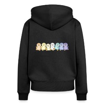 genderfaun Flag Pride LGBTQ süße Pinguin - Frauen Premium Bio Zip Hoodie - Schwarz - Hinten - Julia (174cm)
