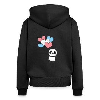 Transgender Flagge Ballon Herzen Pride LGBTQ Panda - Frauen Premium Bio Zip Hoodie - Schwarz - Hinten - Julia (174cm)