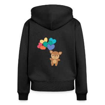 Regenbogen Herzen Pride LGBTQ Luftballons Reh - Frauen Premium Bio Zip Hoodie - Schwarz - Hinten - Julia (174cm)