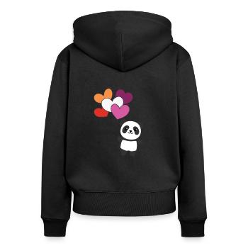Lesbische Flagge Ballon Herzen Pride LGBTQ Panda - Frauen Premium Bio Zip Hoodie - Schwarz - Hinten - Julia (174cm)