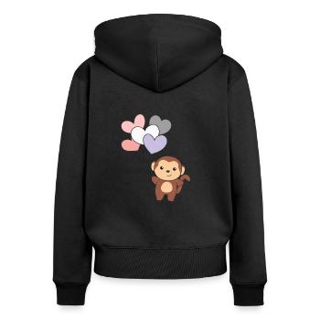 cupioromantic Flagge Ballon Herz Pride LGBTQ Affe - Frauen Premium Bio Zip Hoodie - Schwarz - Hinten - Julia (174cm)