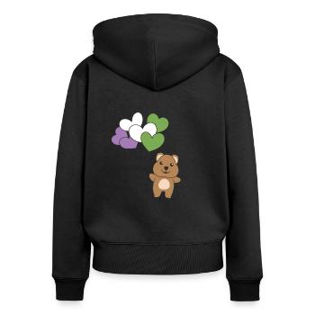 Genderqueer Flagge Ballon Herz Pride LGBTQ Quokka - Frauen Premium Bio Zip Hoodie - Schwarz - Hinten - Julia (174cm)