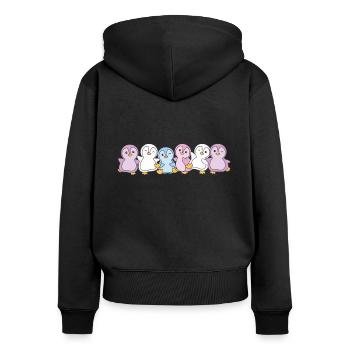 Intersex Flag Pride LGBTQ süße Pinguin - Frauen Premium Bio Zip Hoodie - Schwarz - Hinten - Julia (174cm)