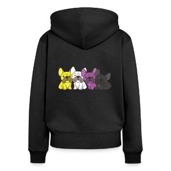 Nonbinary Flag French Bulldog Pride LGBTQ Dogs - Women's Premium Organic Zip Hoodie - black - Back - Julia (174cm)