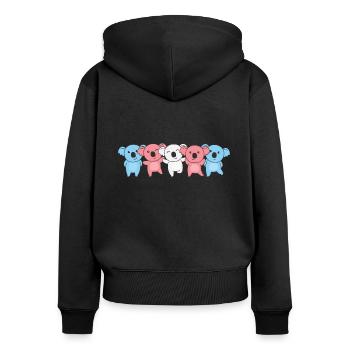 Drapeau transgenre Pride LGBTQ Sweet Koala - Sweat à capuche zippé Premium bio Femme - noir - Dos - Julia (174cm)