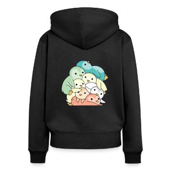 genderfloren Flag Pride LGBTQ süße Pinguin - Frauen Premium Bio Zip Hoodie - Schwarz - Hinten - Julia (174cm)