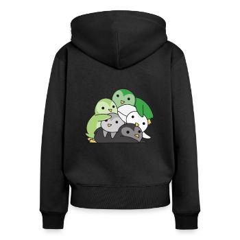 Aromantic Flag Pride LGBTQ süße Pinguin - Frauen Premium Bio Zip Hoodie - Schwarz - Hinten - Julia (174cm)