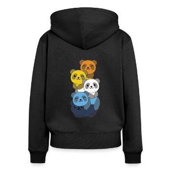 Aroace Flag Pride LGBTQ Cute Panda Bunch - Women's Premium Organic Zip Hoodie - black - Back - Julia (174cm)