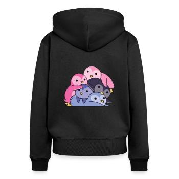 Omnisexuell Flag Pride LGBTQ süße Pinguin - Frauen Premium Bio Zip Hoodie - Schwarz - Hinten - Julia (174cm)