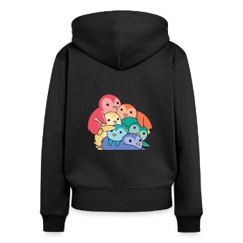Rainbow Flag Gay Pride LGBTQ Pinguin süßer Pinguin - Frauen Premium Bio Zip Hoodie - Schwarz - Hinten - Julia (174cm)
