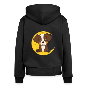 Mond Australian Shepherd süße Tiere für die Nacht - Frauen Premium Bio Zip Hoodie - Schwarz - Hinten - Julia (174cm)