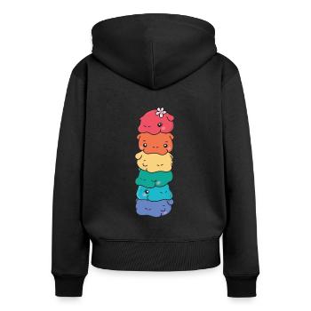 Rainbow Flag Gay Pride LGBTQ Hippo süßer Hippo - Frauen Premium Bio Zip Hoodie - Schwarz - Hinten - Julia (174cm)