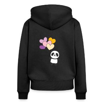 Trixic Flagge Ballon Herzen Pride LGBTQ Panda - Frauen Premium Bio Zip Hoodie - Schwarz - Hinten - Julia (174cm)