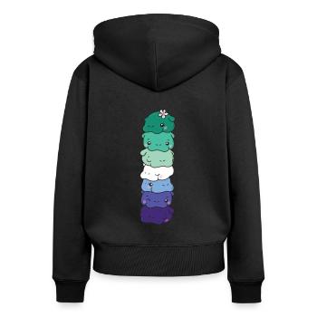 Male Gay Flag Pride LGBTQ süße Hippo - Frauen Premium Bio Zip Hoodie - Schwarz - Hinten - Julia (174cm)