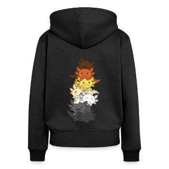 Bear Brotherhood Flag Pride LGBTQ Axolotl - Frauen Premium Bio Zip Hoodie - Schwarz - Hinten - Julia (174cm)
