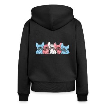 Transgender Flag French Bulldog Pride LGBTQ Dogs - Women's Premium Organic Zip Hoodie - black - Back - Julia (174cm)