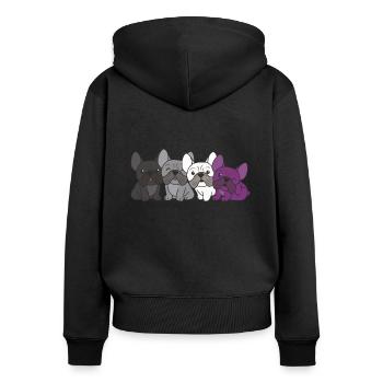 Asexual Flag French Bulldog Pride LGBTQ Dogs - Women's Premium Organic Zip Hoodie - black - Back - Julia (174cm)