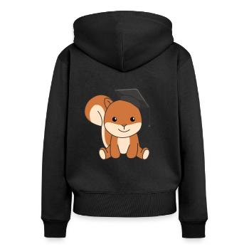 Kindergarten nailed it Eichhörnchen Graduation - Frauen Premium Bio Zip Hoodie - Schwarz - Hinten - Julia (174cm)