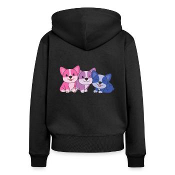 Bi Flag Corgi Pride LGBTQ süße Hunde - Frauen Premium Bio Zip Hoodie - Schwarz - Hinten - Julia (174cm)
