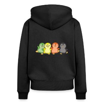 Aromantic Flag Pride LGBTQ süße Pinguin - Frauen Premium Bio Zip Hoodie - Schwarz - Hinten - Julia (174cm)
