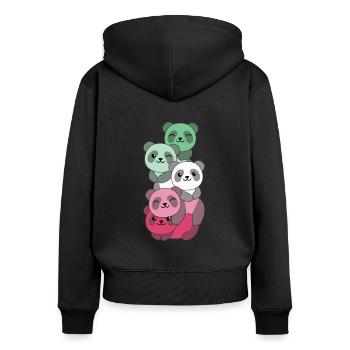 abrosexuell Flag Pride LGBTQ süßer Panda Haufen - Frauen Premium Bio Zip Hoodie - Schwarz - Hinten - Julia (174cm)